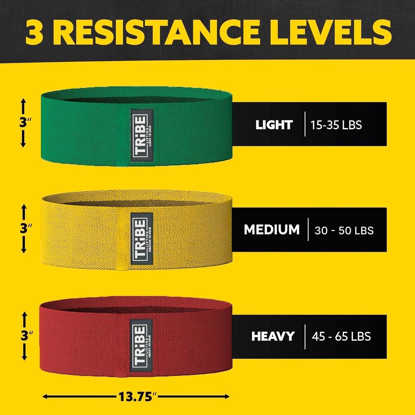 Tribe Lifting Fabric Resistance Bands for Legs - Workout Bands Resistance Bands for Men and Women - Booty Bands for Working Out - Exercise Bands Resistance Bands Set - Elastic Bands for Exercise