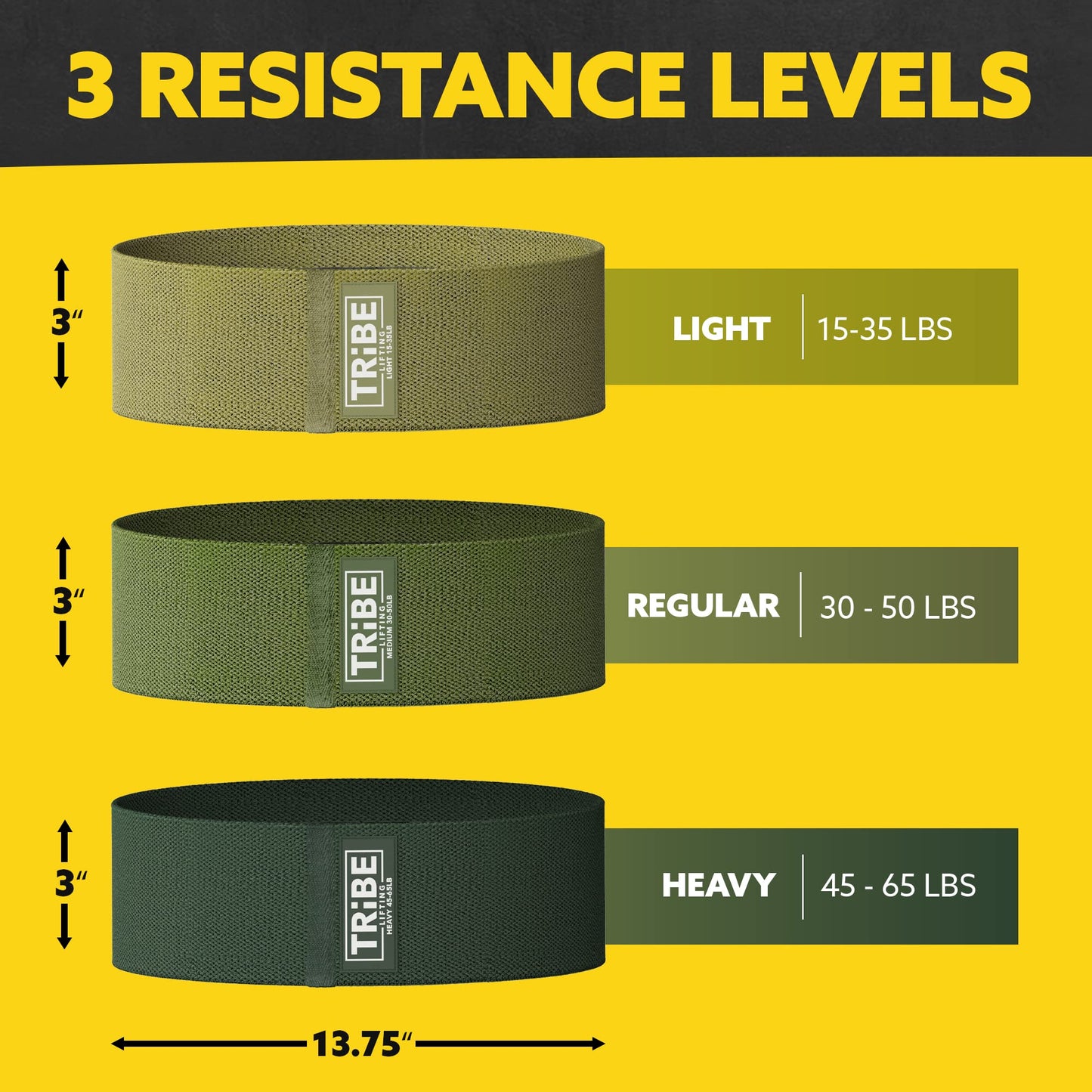 Tribe Lifting Fabric Resistance Bands for Legs - Workout Bands Resistance Bands for Men and Women - Booty Bands for Working Out - Exercise Bands Resistance Bands Set - Elastic Bands for Exercise