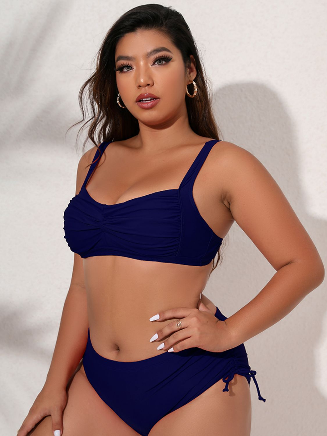Plus Size Twist Front Tied Bikini Set - surfinsky