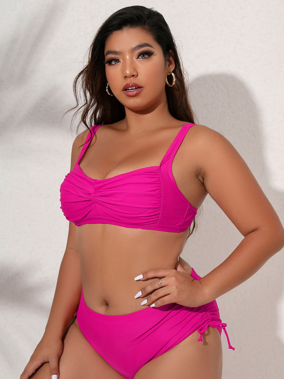 Plus Size Twist Front Tied Bikini Set - surfinsky