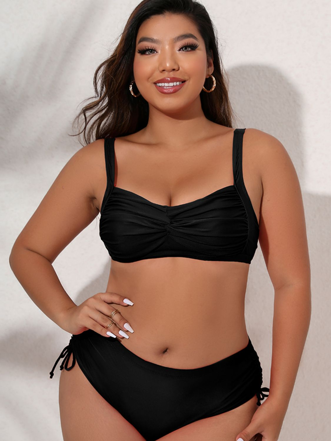 Plus Size Twist Front Tied Bikini Set - surfinsky