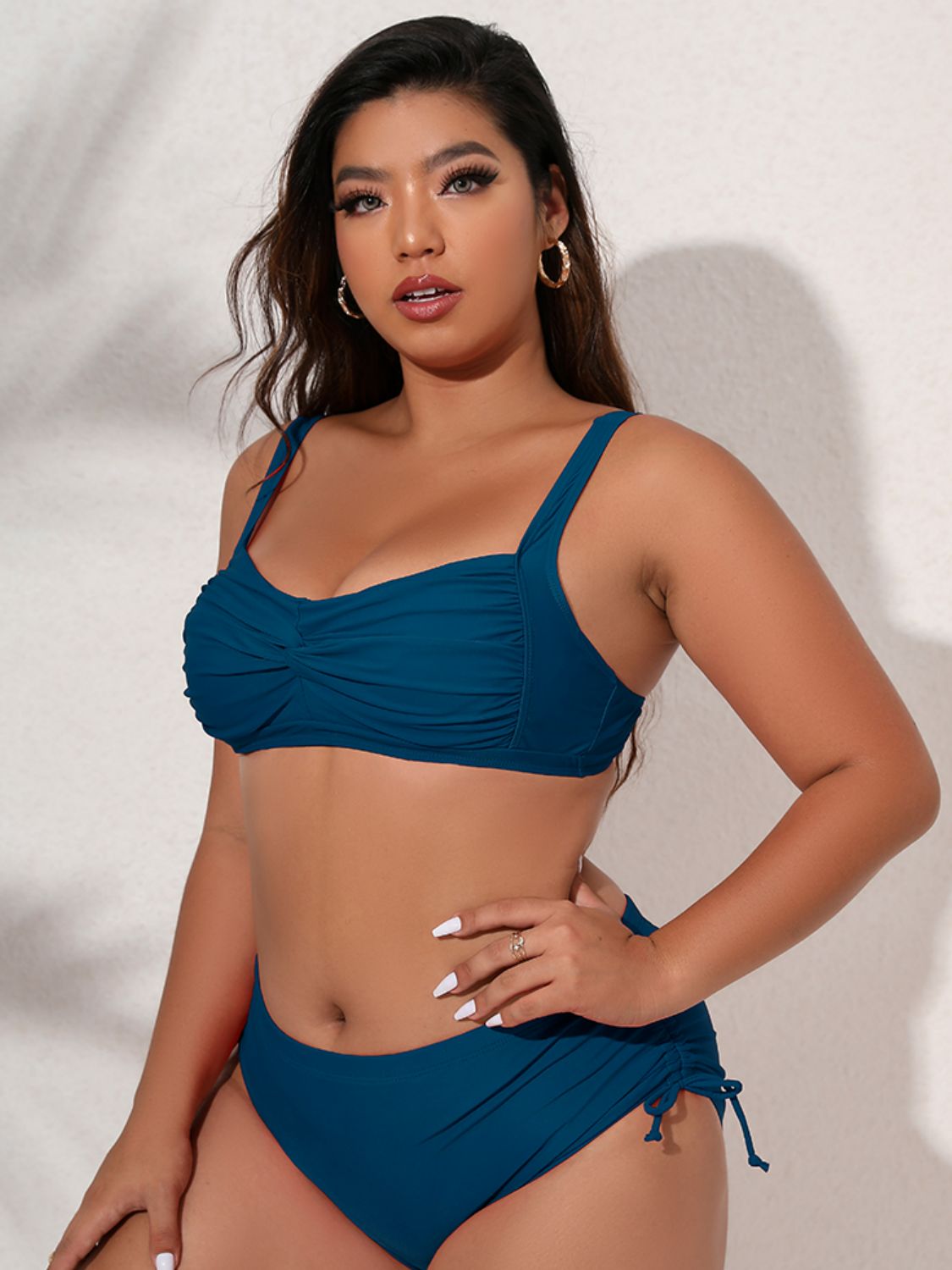 Plus Size Twist Front Tied Bikini Set - surfinsky
