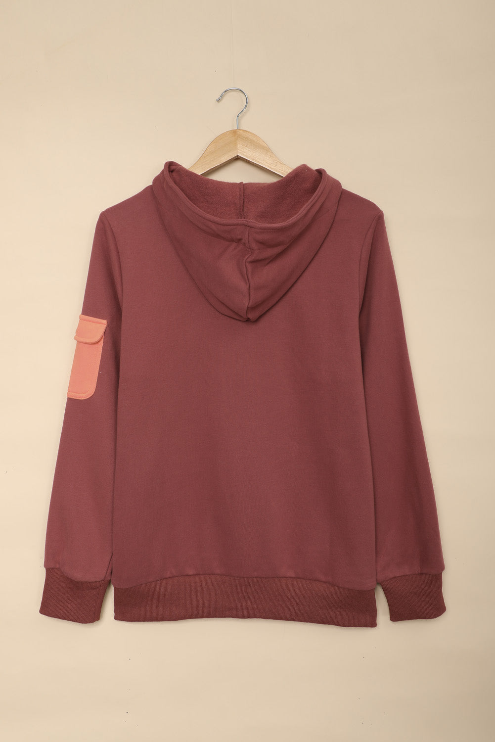 Half Zip Patch Pocket Drawstring Hoodie - surfinsky