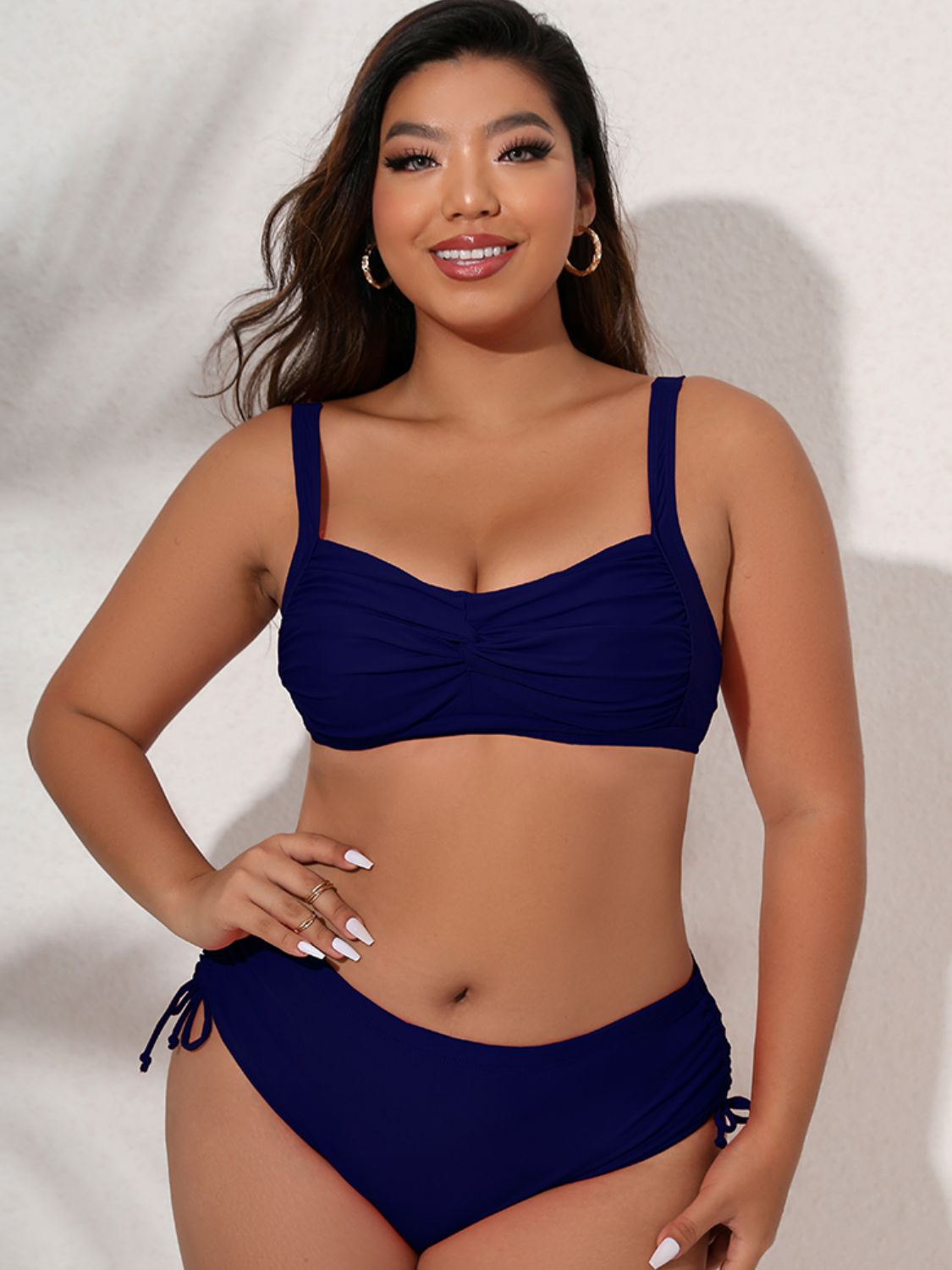 Plus Size Twist Front Tied Bikini Set - surfinsky