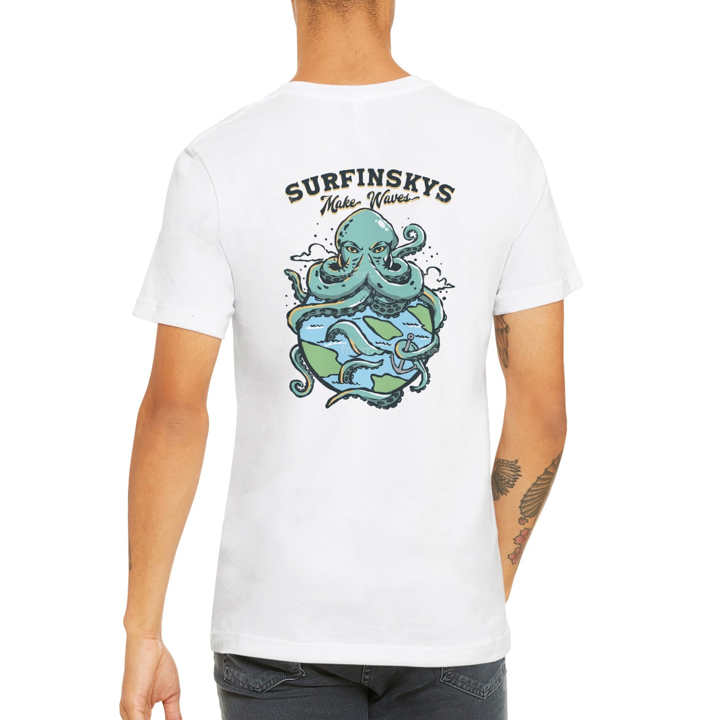 Premium Kraken Crewneck T-shirt - surfinsky