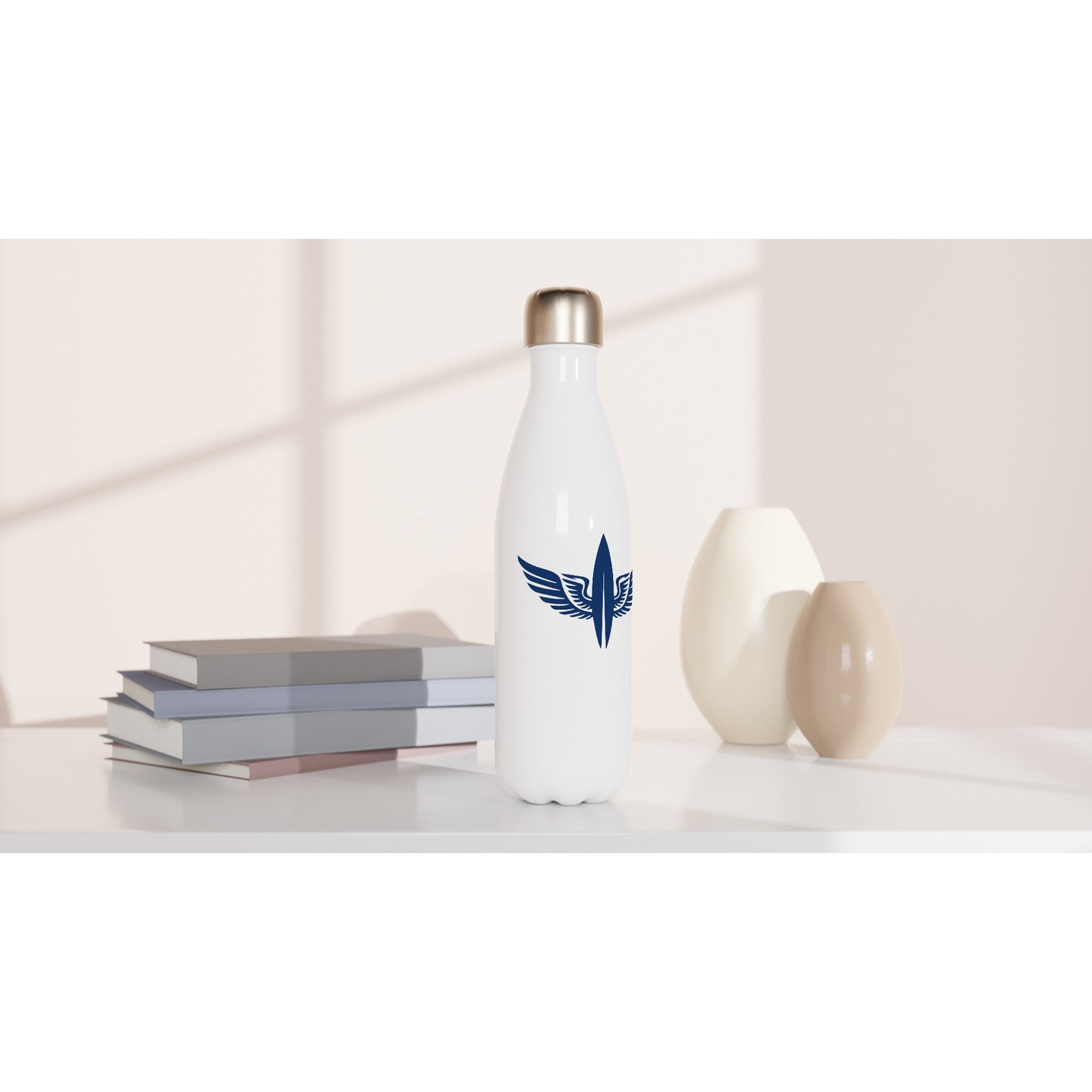White 17oz Stainless Steel Water Bottle - surfinsky