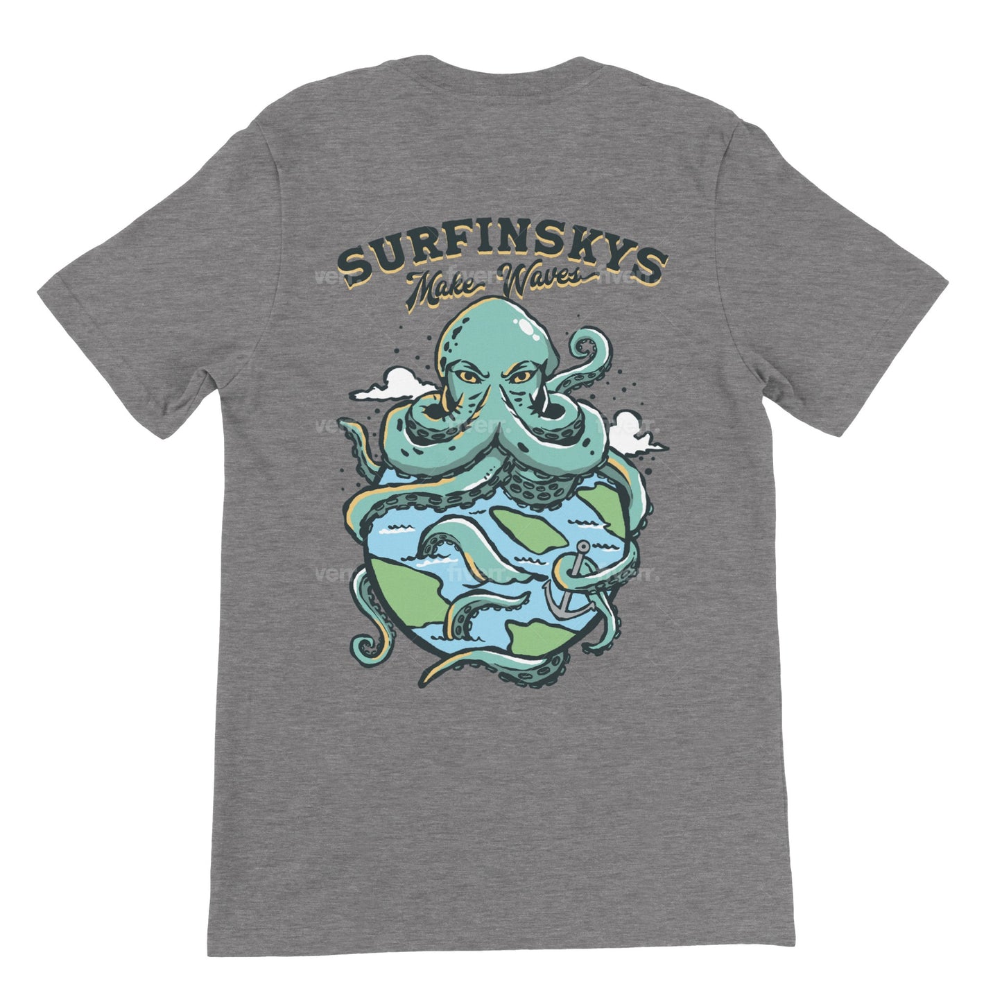 Premium Kraken Crewneck T-shirt - surfinsky