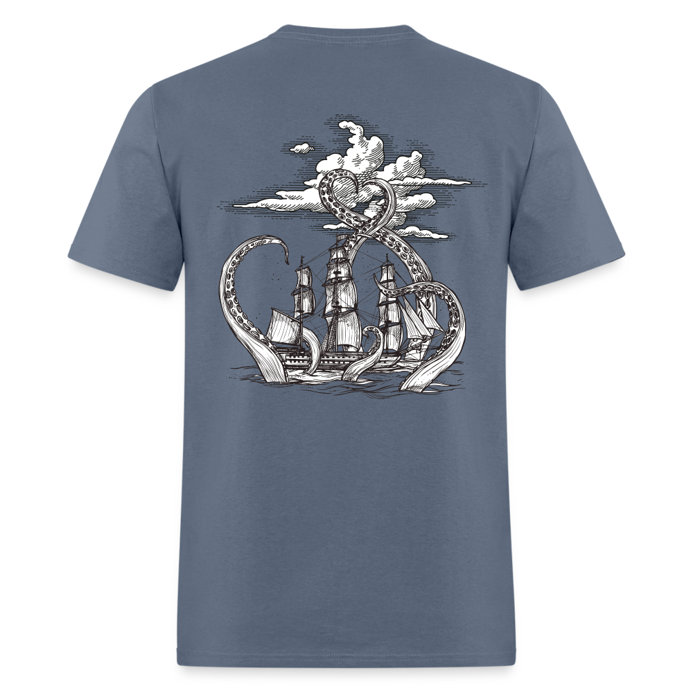 Kraken devouring ship T-Shirt - denim
